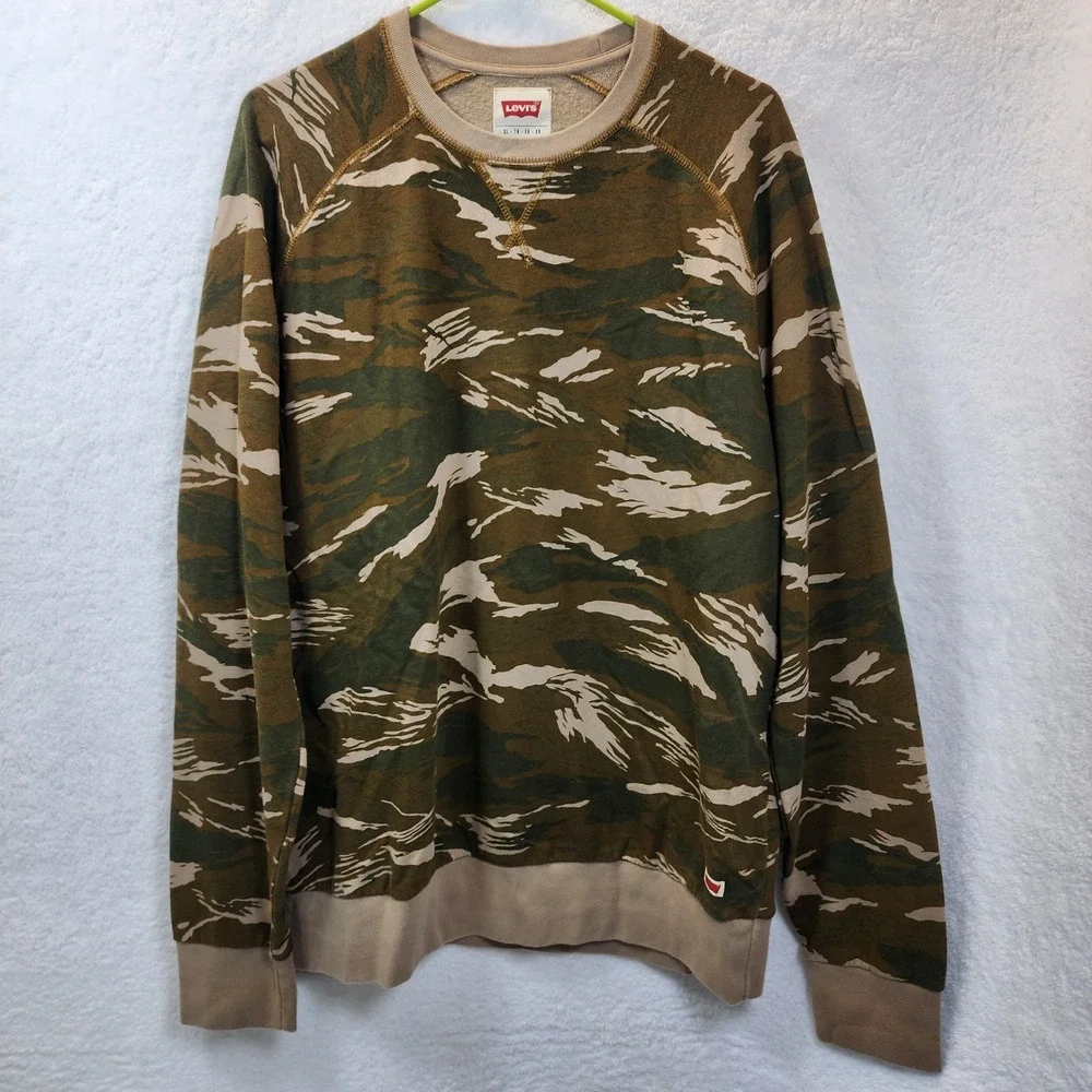 Levis Mens Camo Crewneck Sweatshirt XL 2013 Granola Earthy Streetwear Sporty y2k
